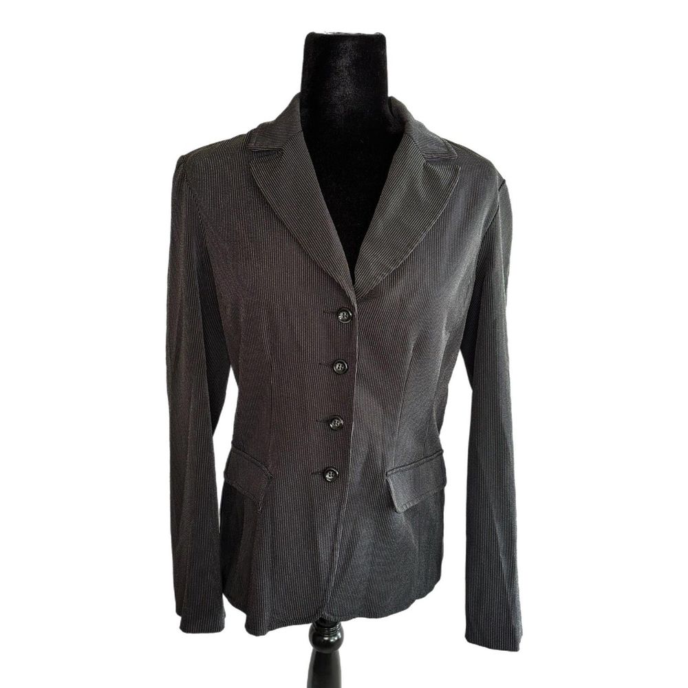 C22 K.C. Spencer NY Women's Black Pinstripe Blazer, Size 8, Pre-owned